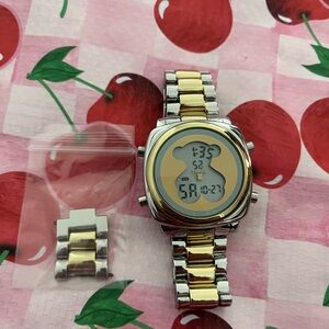 Gold and Silver Digital Watch